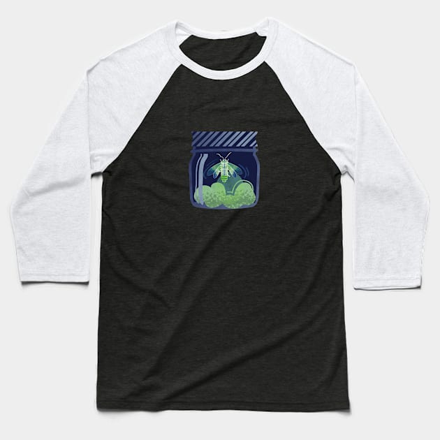 Glowing in the moss // spot illustration // blue background jars with lightning fireflies bugs quirky whimsical and bioluminescence lampyridae beetles Baseball T-Shirt by SelmaCardoso